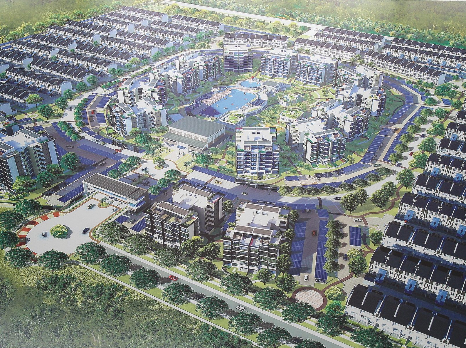 Planzeichnung des Wohnkomplexes „The Seed“ (dt. Der Keim) in dem neuen Öko-Stadtteil Taman Sutera Utama